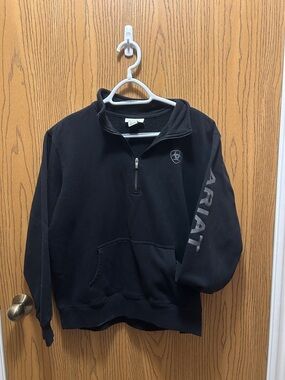 Ariat Black Half-Zip Pullover with Sleeve Logo